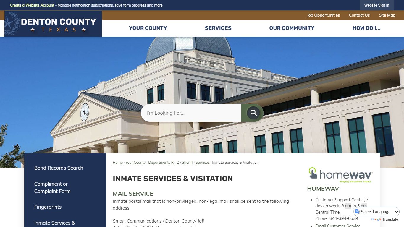 Inmate Services & Visitation | Denton County, TX